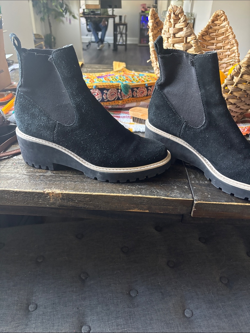 Dolce Vita Black Suede Chelsea Lug Booties